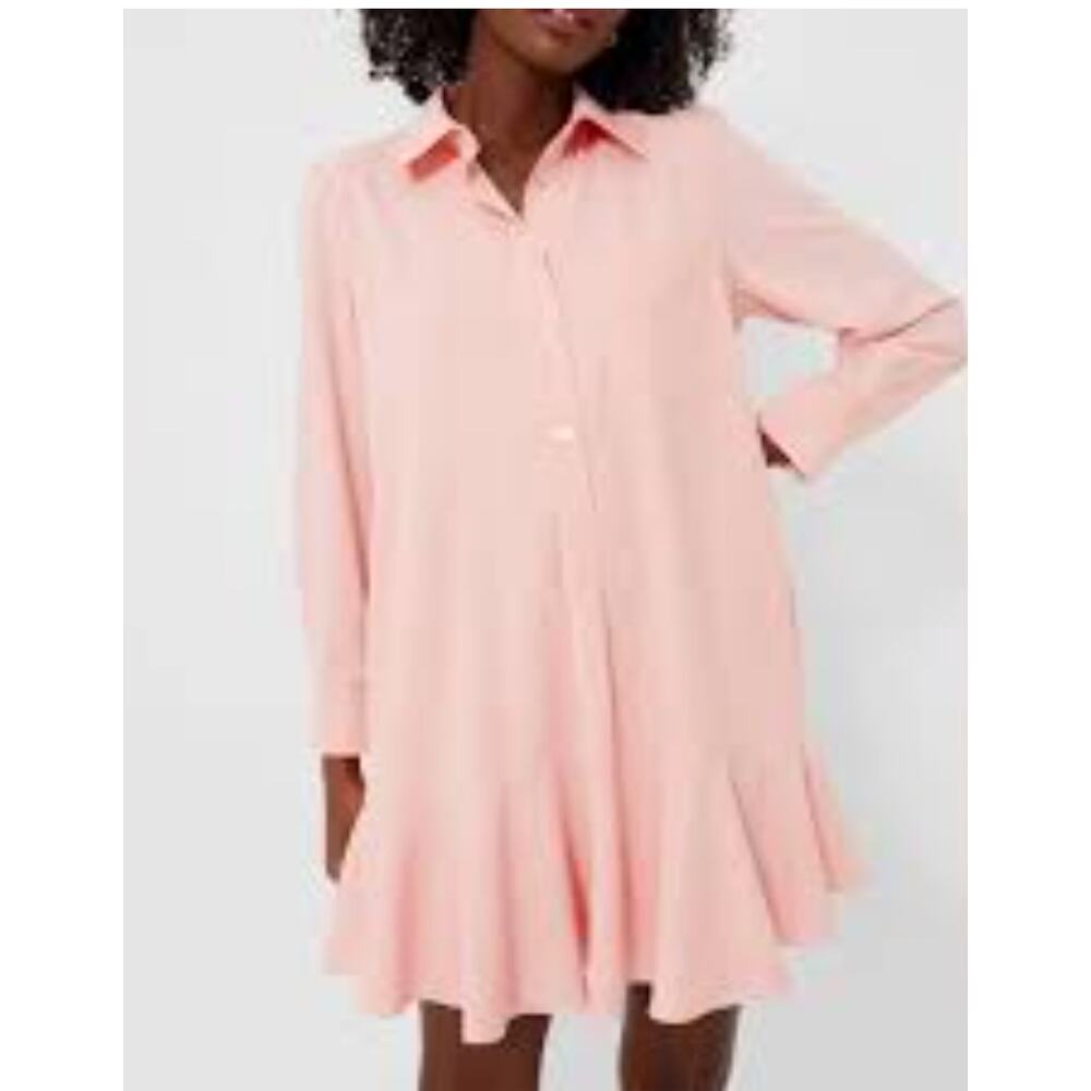 Tuckernuck Callahan Shirt Dress Women XL Peach NWT Drop Waist Ruffle Y23002T